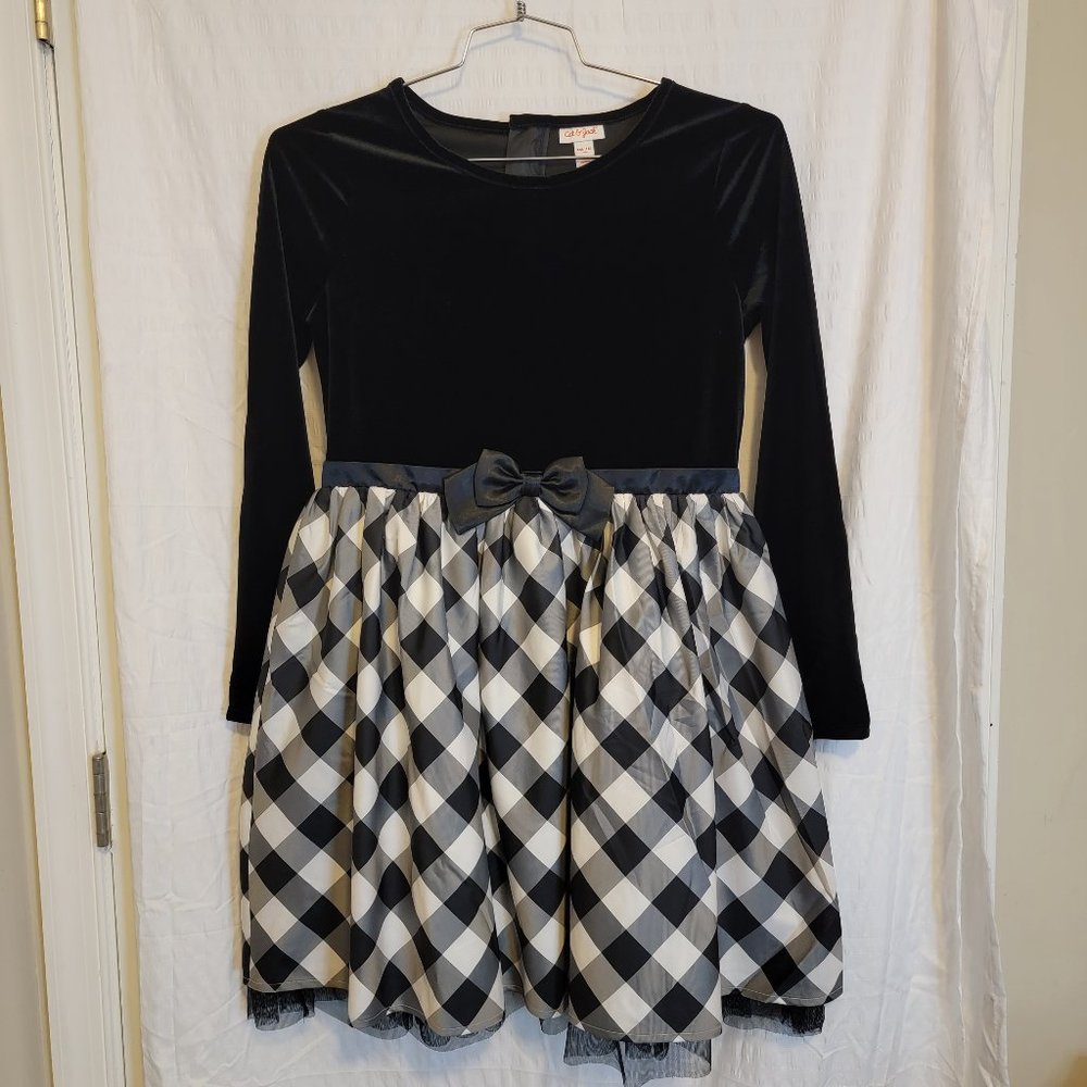 Brand New Cat & Jack Girls Velour and Checked Dress XXL(18) NEW WITH TAGS
